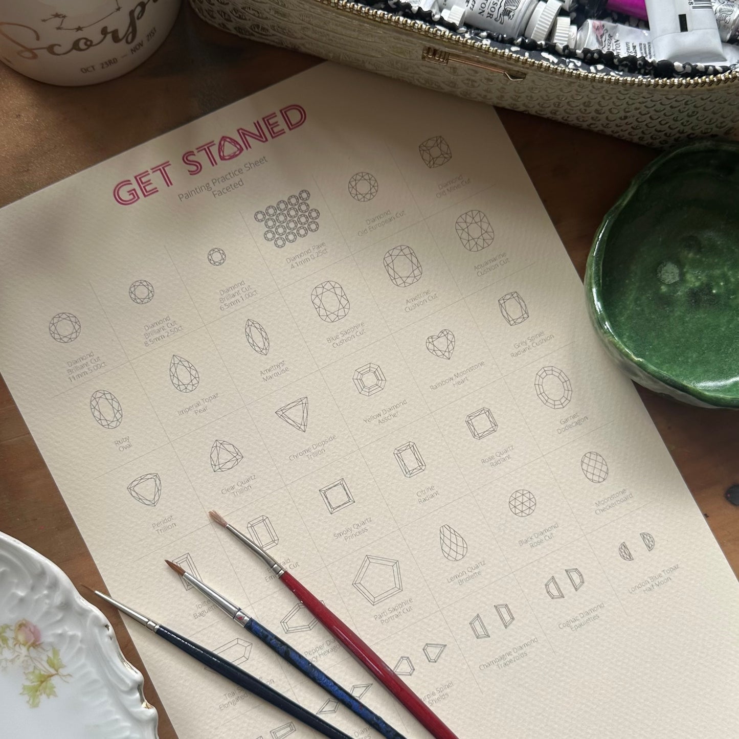 Gem Painting Practice Sheet - Faceted