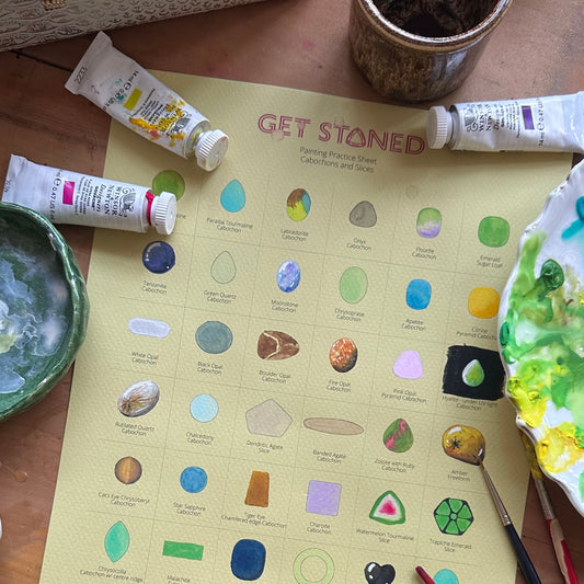 Gem Painting Practice Sheet - Cabochons and Slices