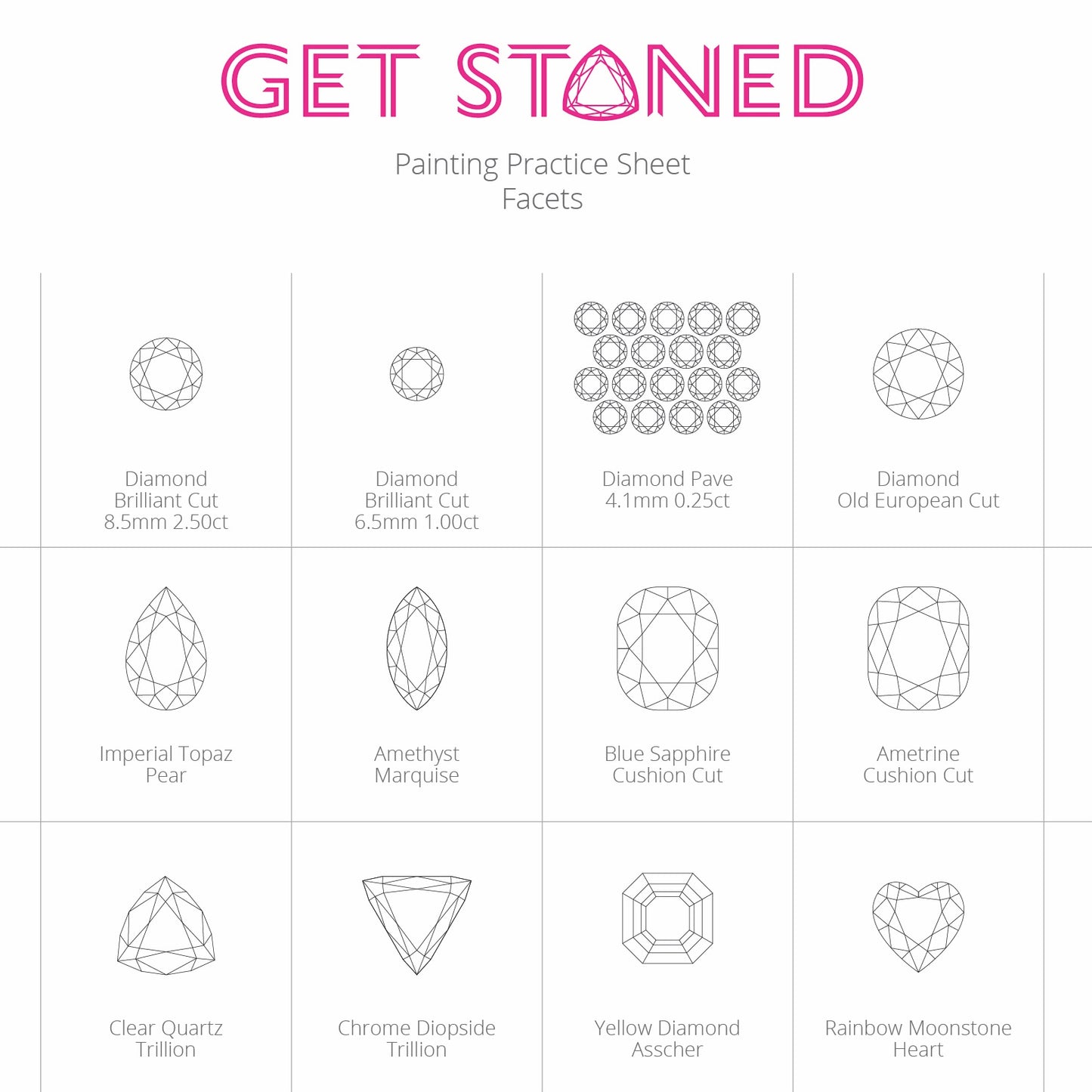 Gem Painting Practice Sheet - Faceted